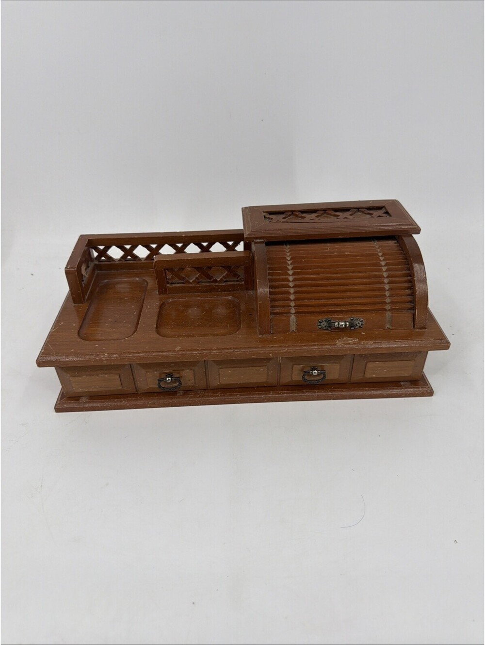 Vintage MCM Wood Jewelry Box